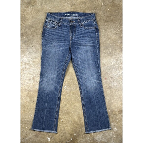 Old Navy Women’s Flare Jeans‎ Size 2 Mid Rise Stretch Blue Raw Hem 25.5” Inseam - Picture 2 of 12